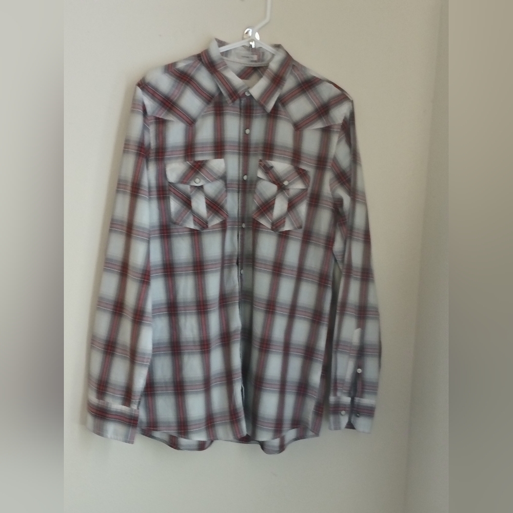 American Eagle Outfitters Shirt Men Large Red and White Casual Rodeo Western VTG